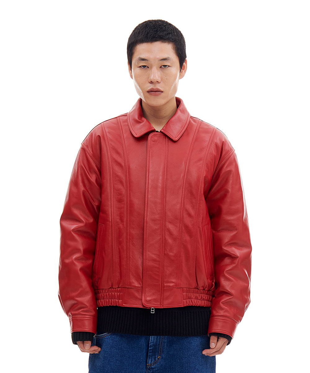 LEATHER ZIP JACKET (RED)