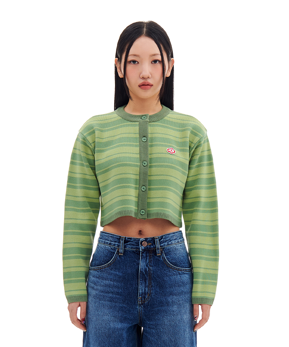 RED MOSS PATCHED CROP CARDIGAN (GREEN)