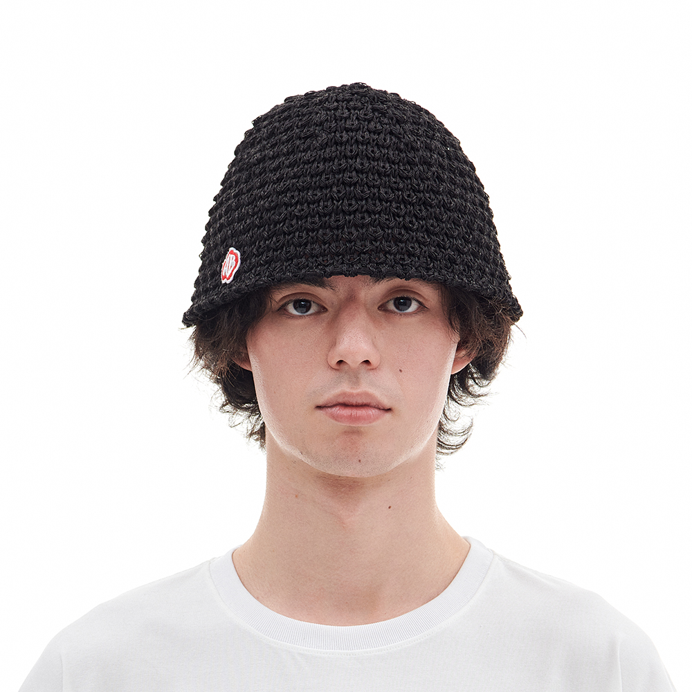 RED MOSS PATCHED BUCKET HAT (BLACK)
